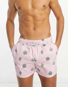 Розовые плавки-шорты New Look кактус