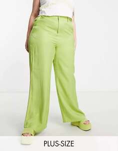 Широкие брюки зеленого цвета с мерцающим узором Daisy Street Plus