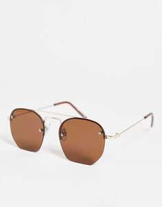 Золотые металлические солнцезащитные очки-авиаторы River Island