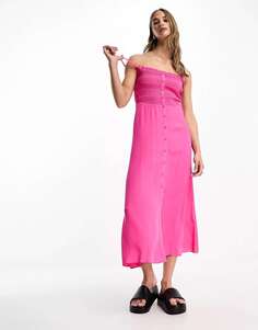 Ярко-розовое платье миди со сборками Whistles Gracia