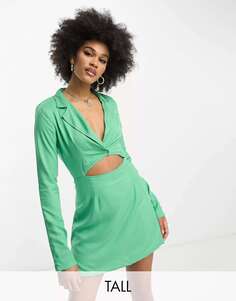 Зеленое мини-платье-блейзер с вырезом Heartbreak