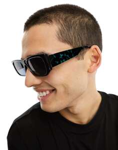Черные квадратные солнцезащитные очки River Island с изогнутыми дужками