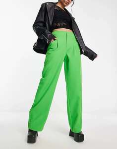 Ярко-зеленые широкие брюки с завышенной талией ONLY