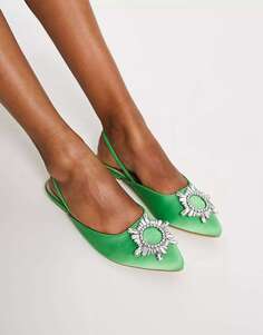 Зеленые туфли Bebo Jana с ремешком на пятке и декорированным носком