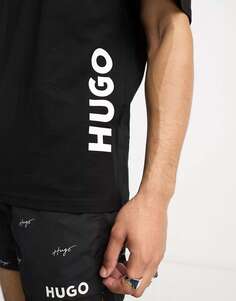 Черная пляжная футболка в стиле casual Hugo HUGO Bodywear