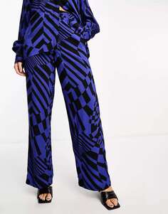 Широкие брюки Y.A.S с абстрактным синим принтом