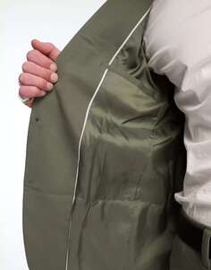 Однобортный приталенный пиджак New Look темно-хаки