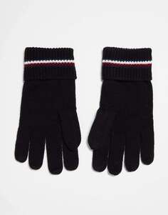 Черные корпоративные трикотажные перчатки Tommy Hilfiger