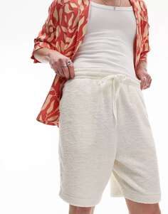 Текстурированные шорты Topman премиум-класса цвета экрю