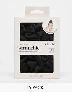 Атласные резинки для волос для сна в стиле китч - черные Kitsch