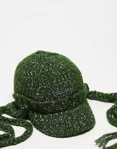 COLLUSION Зеленая вязаная шапка унисекс с кисточками
