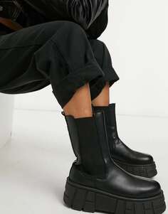 Черные брюки чинос с напуском ASOS Petite