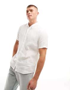 Белая льняная рубашка с короткими рукавами Abercrombie &amp; Fitch