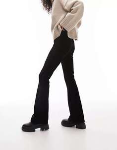 Черные брюки-клеш из эластичного шнура Topshop
