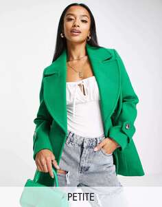 Элегантное пальто с запахом Forever New Petite ярко-зеленого цвета