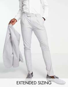 Светло-серые костюмные брюки-скинни из ткани премиум-класса Noak &apos;Camden&apos; с эластичной тканью