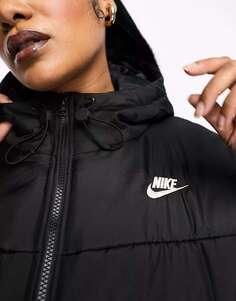 Классическая черная куртка-пуховик макси Nike Plus