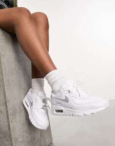 Кроссовки Nike Air Max 90 с белыми и серебряными украшениями