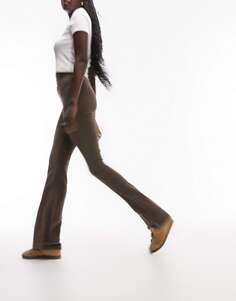 Темно-коричневые брюки-клеш из эластичного шнура Topshop Tall Topshop Petite