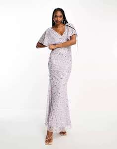 Сиреневое платье макси с развевающимися рукавами Beauut Tall Bridesmaid