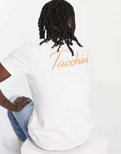 Белая футболка с логотипом и принтом на спине Sergio Tacchini