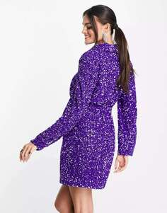 &amp; Other Stories Фиолетовое мини-платье-рубашка с пайетками