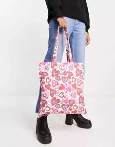 Эксклюзивная сумка-тоут Pieces Valentines с принтом в виде сердечек
