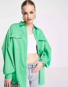 Плиссированная рубашка оверсайз ярко-зеленого цвета Extro &amp; Vert