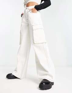 Белые мешковатые джинсы-карго Reclaimed Vintage с контрастной строчкой