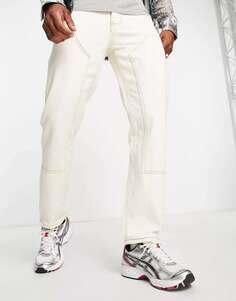 Белые джинсы из денима прямого кроя Liquor N Poker с плотничьими вставками