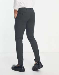 Узкие костюмные брюки из ткани премиум-класса Noak &apos;Camden&apos; темно-серого цвета с эластичной тканью
