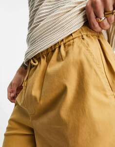 Светло-коричневые широкие шорты чинос средней длины ASOS