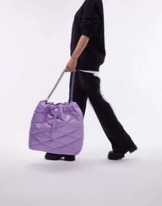 Пурпурная стеганая сумка-тоут на цепочке Topshop Tessa