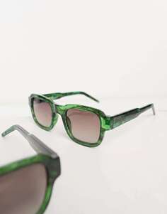 Квадратные фестивальные солнцезащитные очки A.Kjaerbede Halo из прозрачного зеленого мрамора