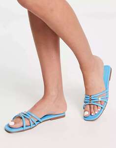 Ярко-синие сандалии на плоской подошве с ремешками Bebo eevi
