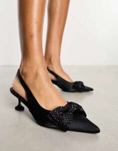 Черные туфли на каблуке с котенком и декорированным бантом Public Desire Guest List