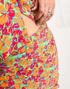 Комбинированная мини-юбка с заниженной талией Noisy May Curve с ярким цветочным принтом