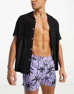 Фиолетовые шорты для плавания New Look с пальмовым принтом