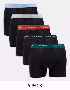 Черные трусы Calvin Klein, 5 шт., с цветным поясом
