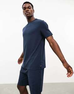 Темно-синий комплект из футболки для сна и короткой пижамы Calvin Klein