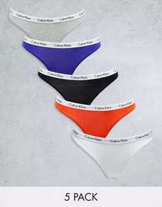 Комплект разноцветных стрингов с высокой талией Calvin Klein (5 шт.)
