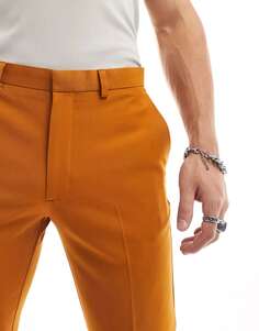 Жено-оранжевые узкие брюки узкого кроя ASOS