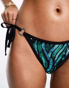 Синие и зеленые плавки бикини Ann Summers Gold Coast с завязками по бокам