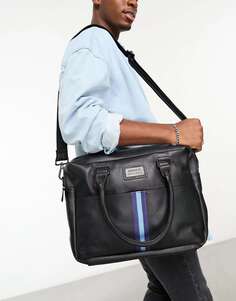 Черно-синяя сумка-мессенджер из натуральной кожи Barneys Originals