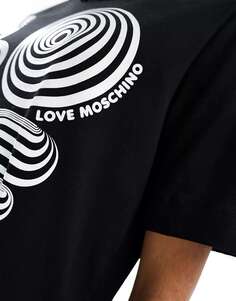 Черная футболка с оптическим принтом Love Moschino