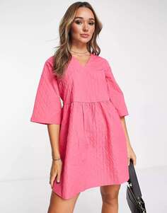 Розовое фактурное свободное мини-платье Vero Moda