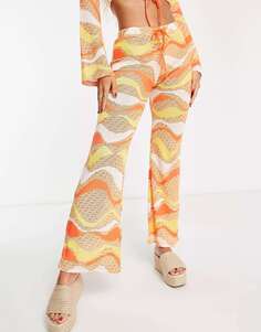 Оранжевые вязаные брюки с расклешенной передней частью New Girl Order Festival