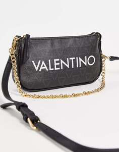 Valentino Bags Сумка на плечо Liuto черного цвета с монограммой