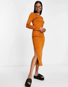 Оранжевое платье миди из лугового джерси French Connection