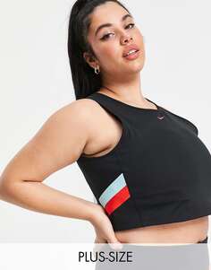 Черная укороченная майка в полоску с цветными блоками Nike Plus